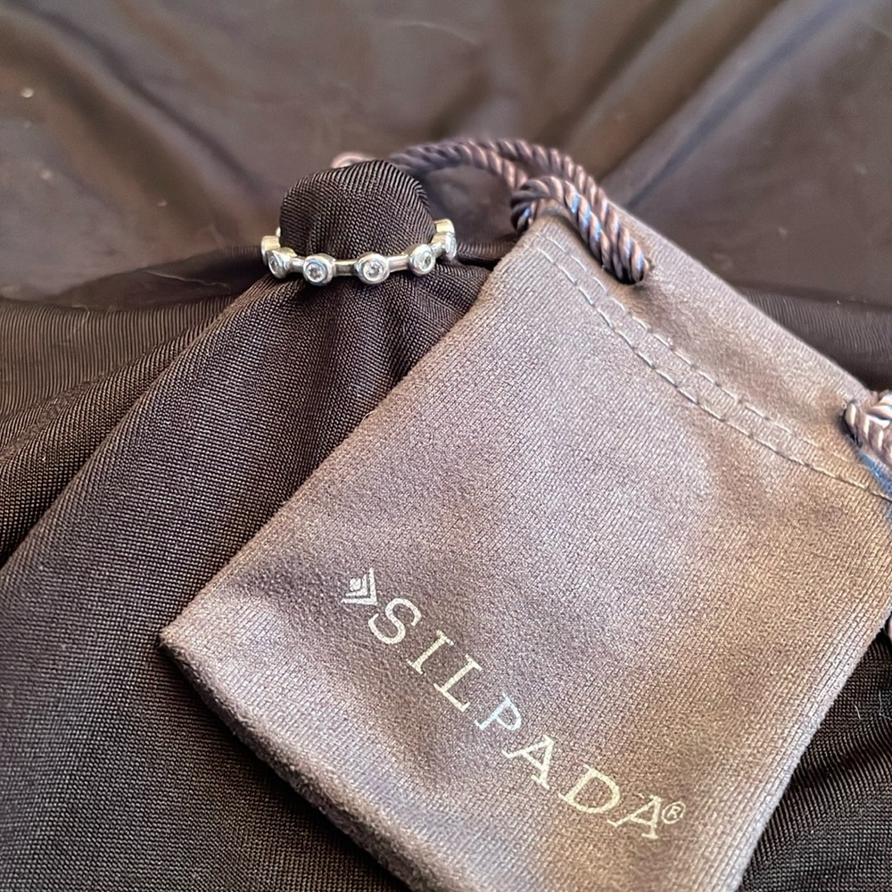 VINTAGE SS Silpada Cubic Zirconia Roundabout Eternity ring R2063 size 6